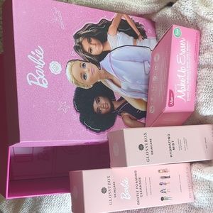 GlossyBox Barbie Cleanser&Box/Hydrating Mist/and Mini Pink Makeup Eraser Bundle